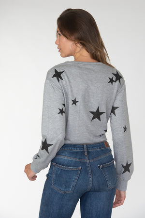 Cropped Glitter Stars Sweatshirt