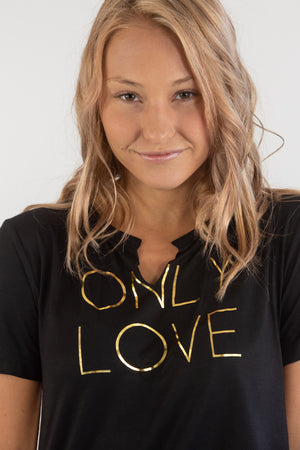 Only Love Black Cropped Tee