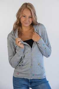 Heather Grey Multi Rainbow Star Jacket