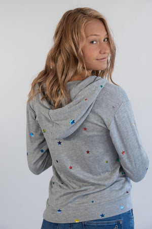 Heather Grey Multi Rainbow Star Jacket
