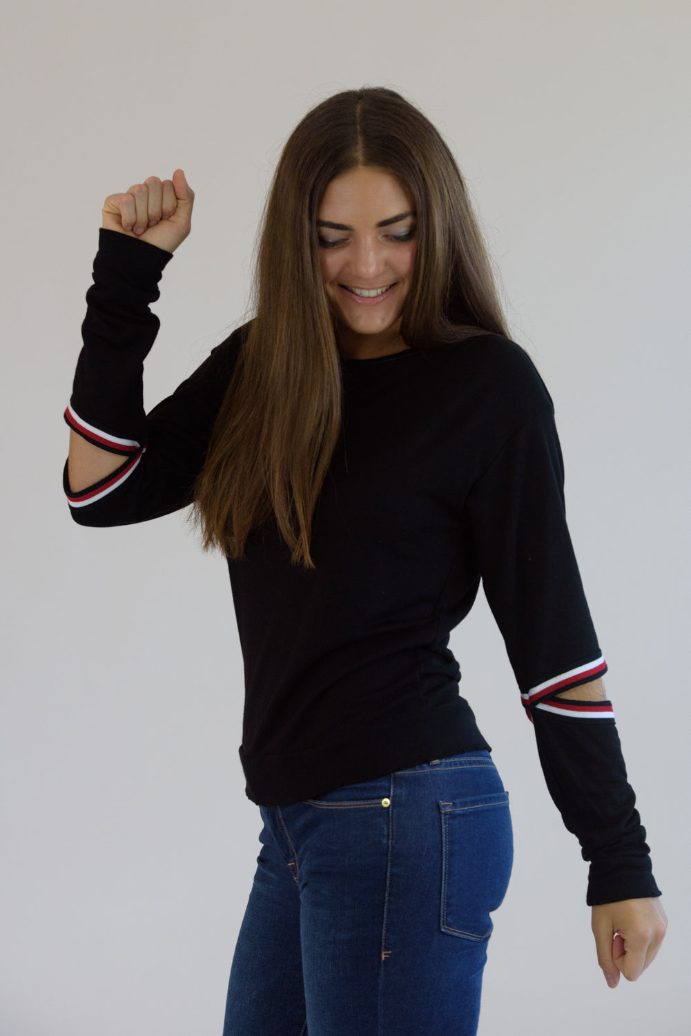 Black Sweatshirt w/ Elbow Taping Cutouts