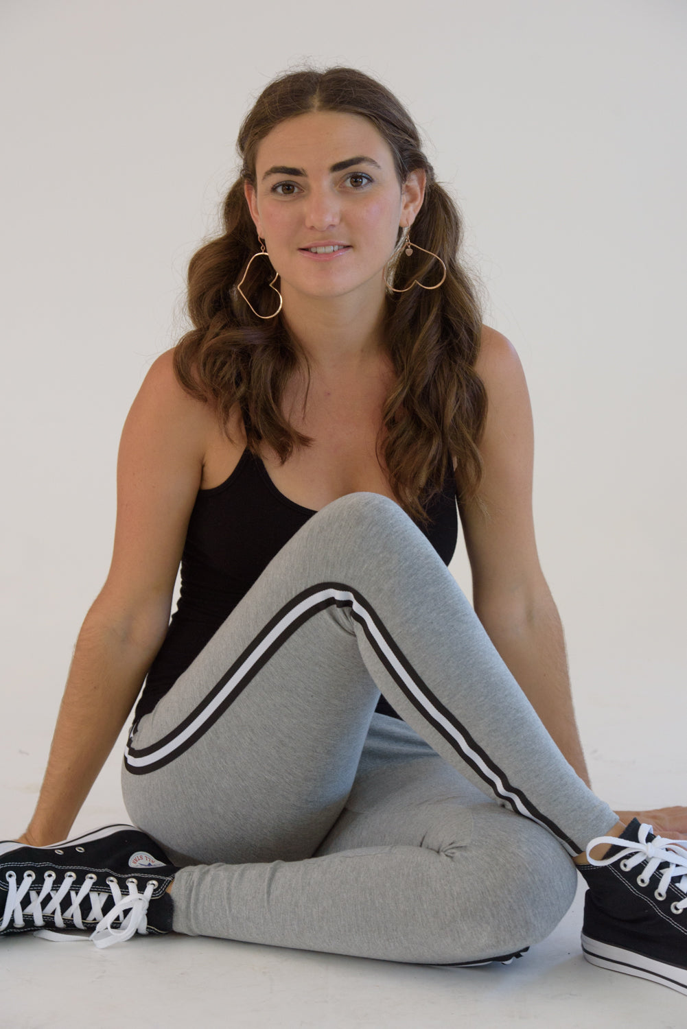 Heather Grey Leggings w/ Black and White Taping