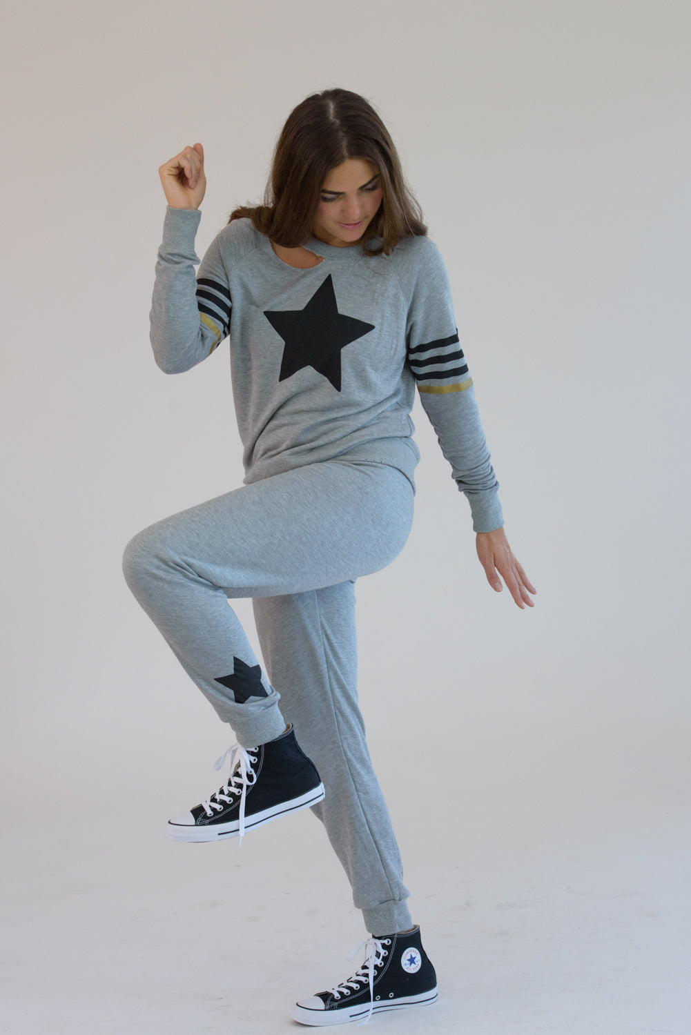 Heather Grey Sweatpants w/ Black Stars